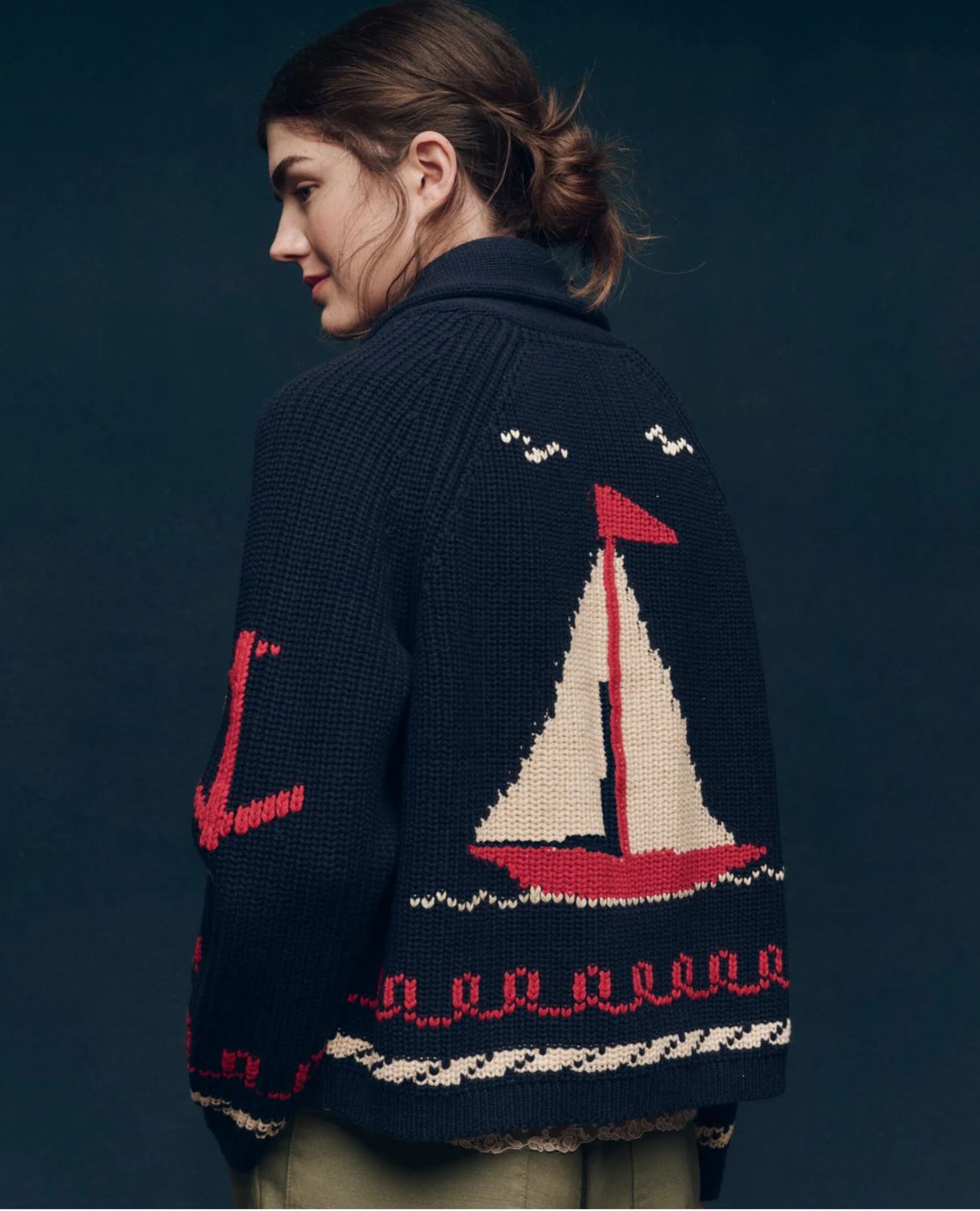 The Sail Boat Cardigan - Navy