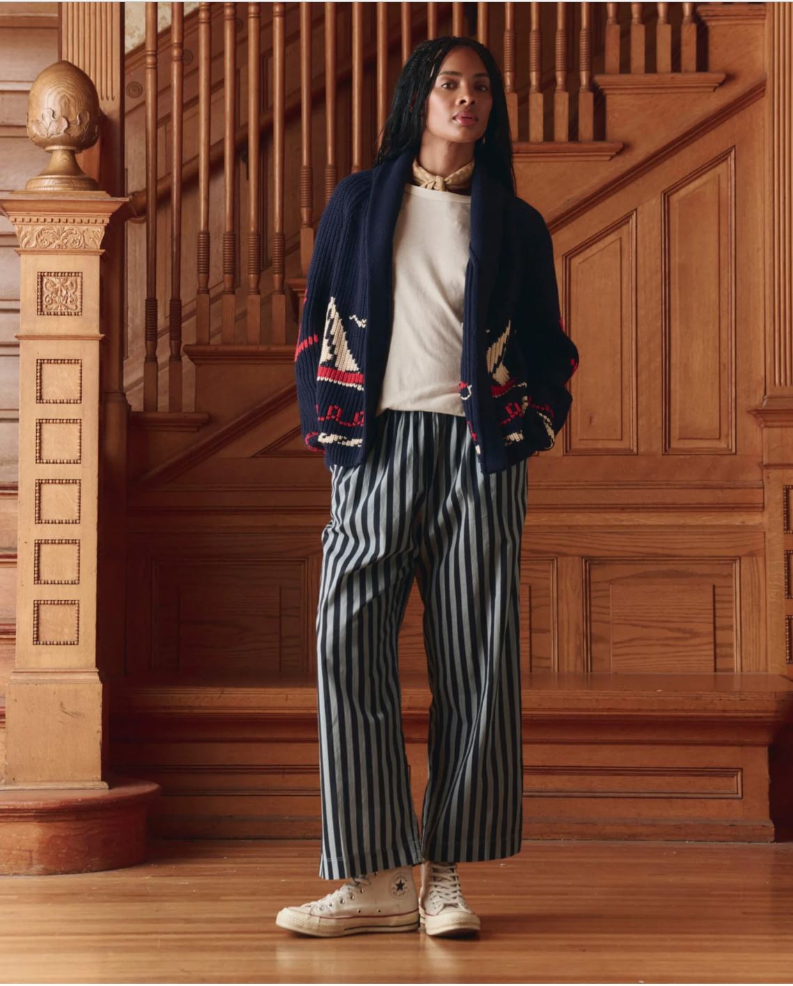 The Sail Boat Cardigan - Navy
