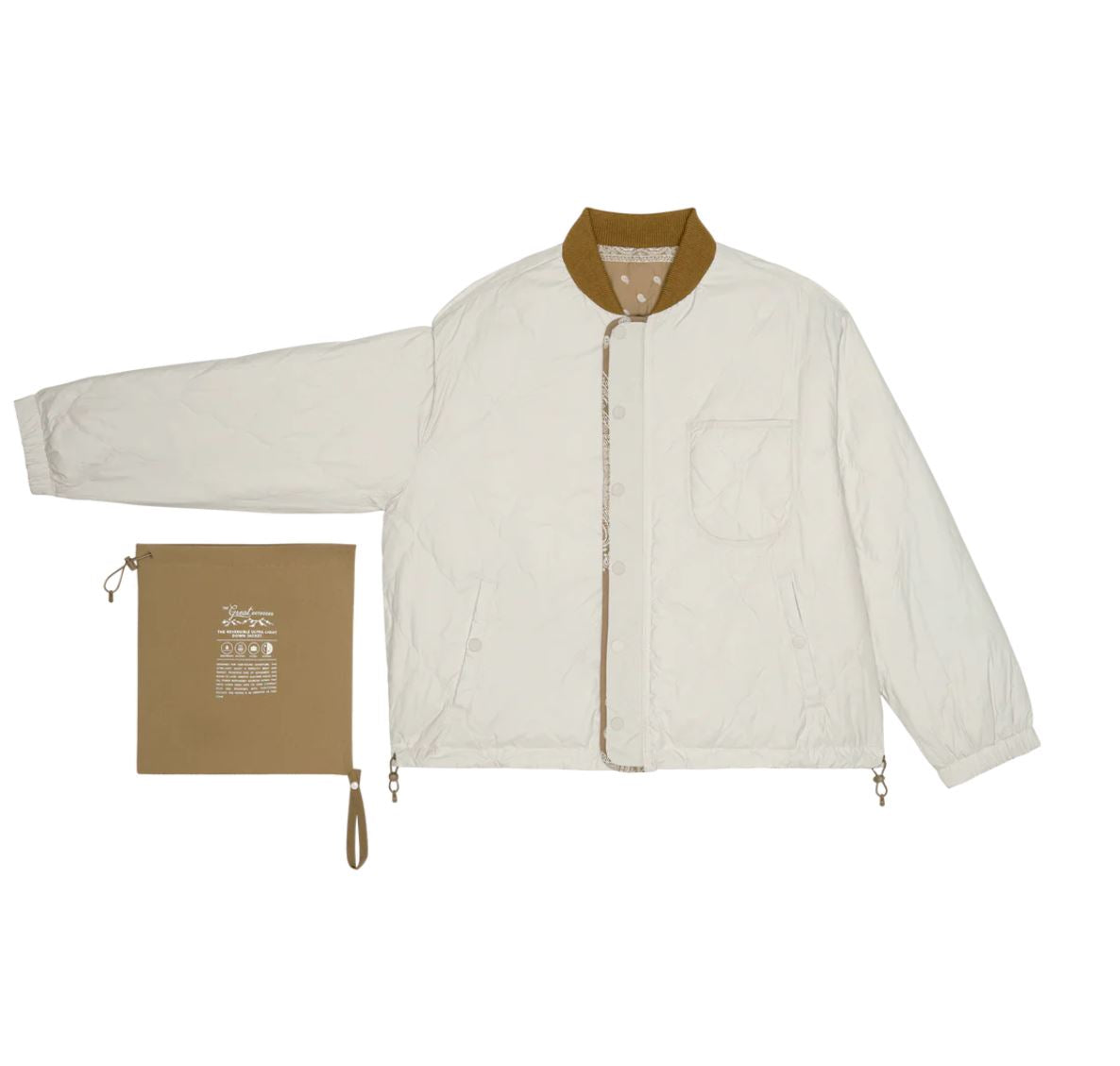 The Reversible Ultra Light Puffer - Khaki Bandana With Cream