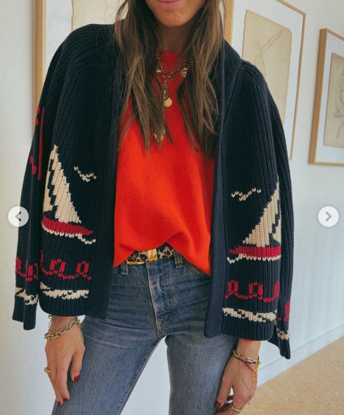 The Sail Boat Cardigan - Navy