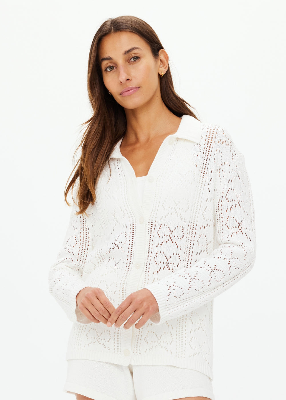 Lavalliere Malia Knit Shirt - White