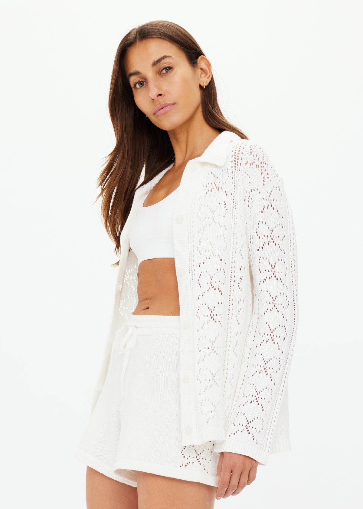 Lavalliere Malia Knit Shirt - White