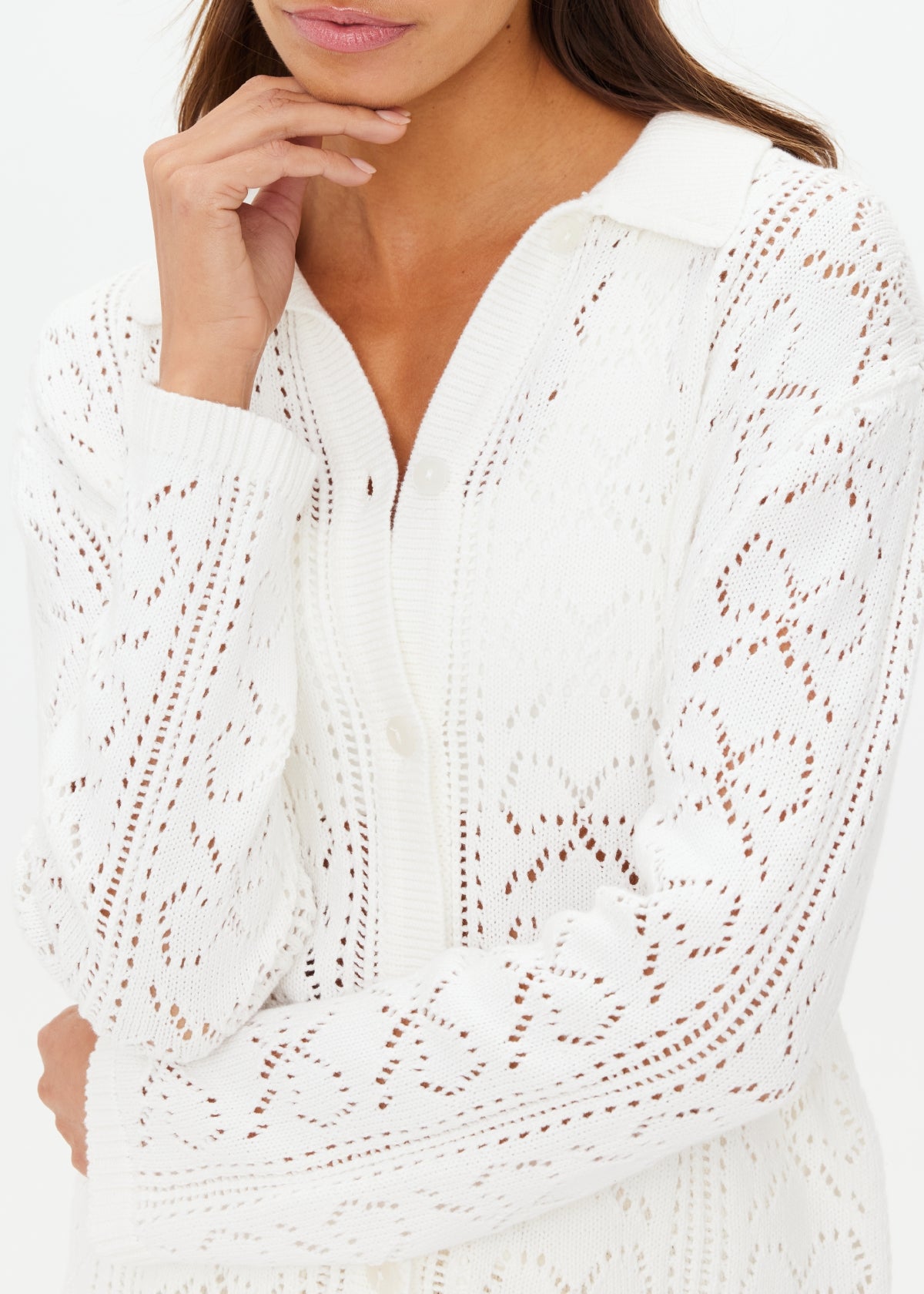 Lavalliere Malia Knit Shirt - White