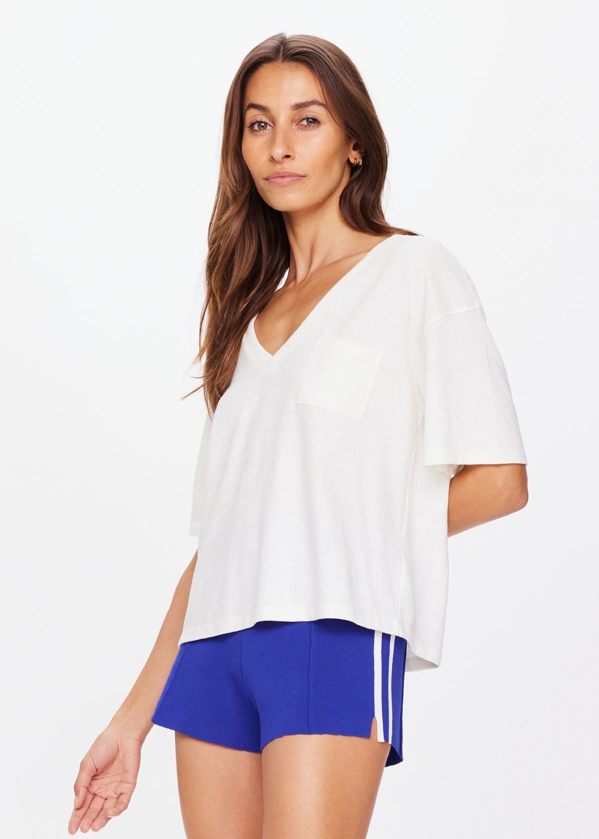 Elina V Neck Tee - White