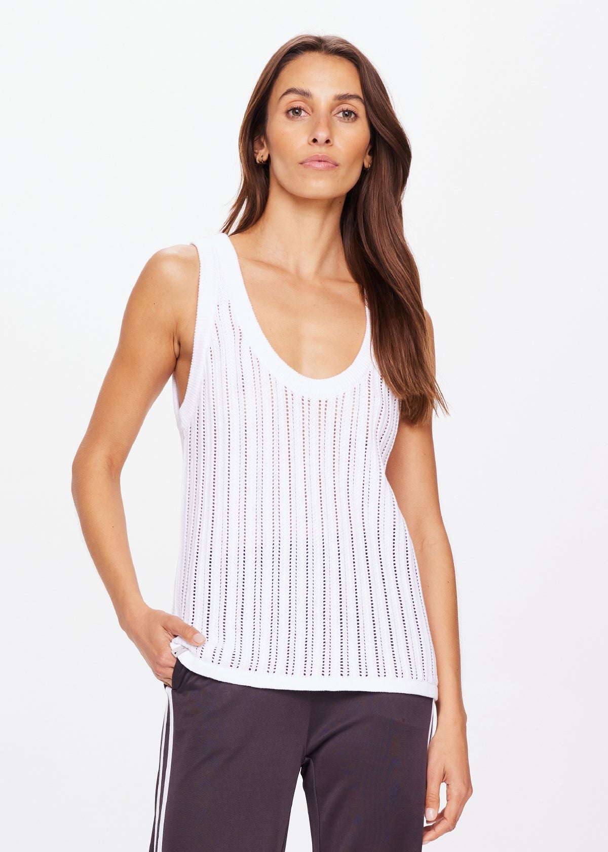 Muse Wales Knit Tank Top - White