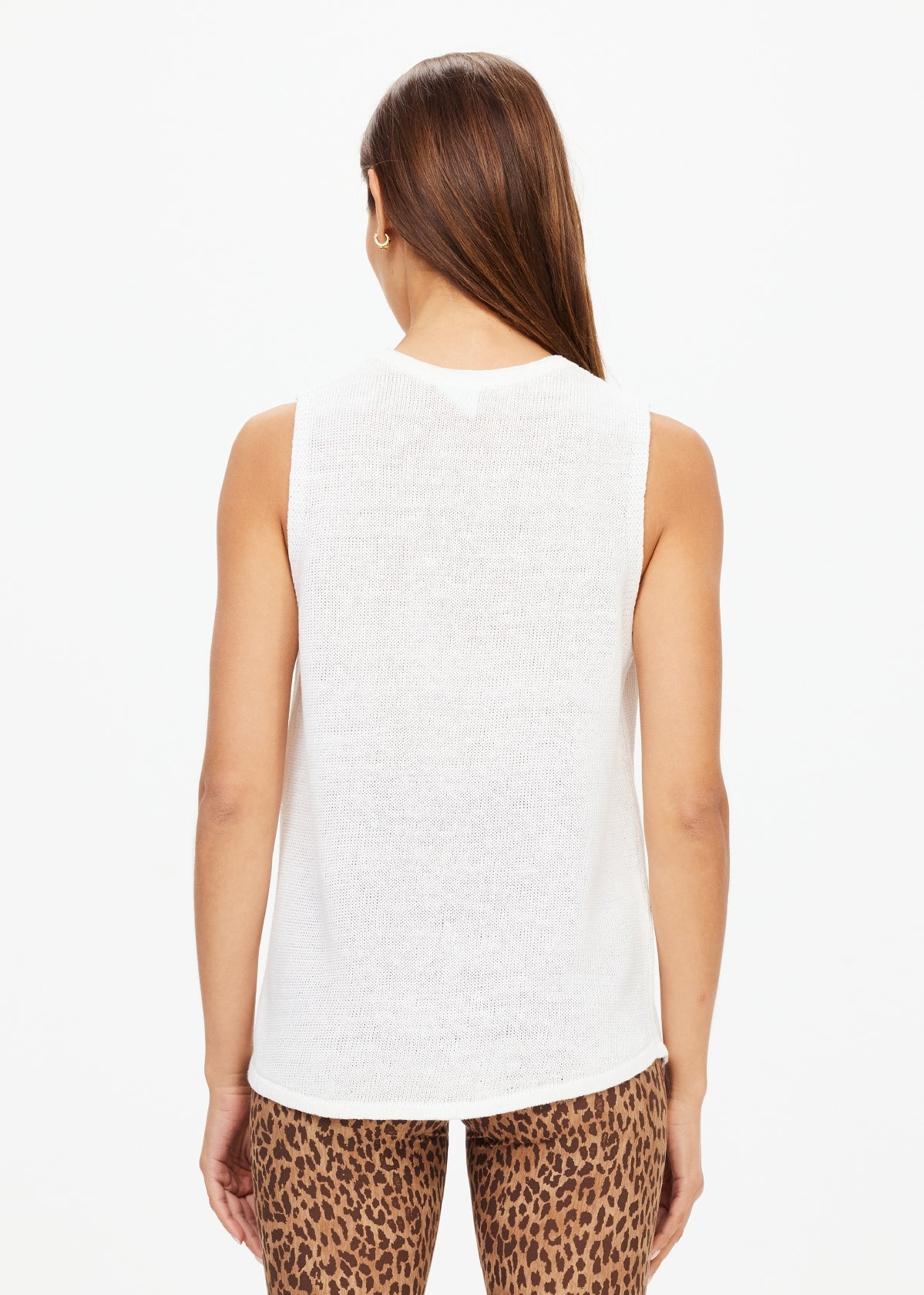 Knitted Logo Tara Tank Top - White