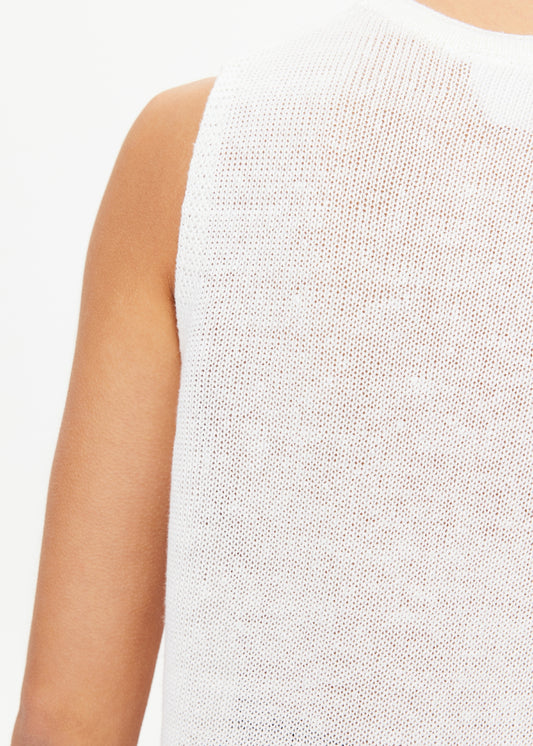 Knitted Logo Tara Tank Top - White