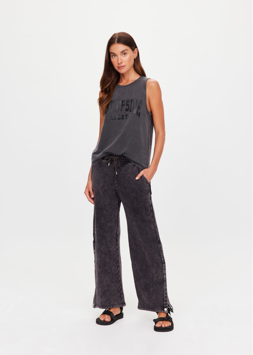Cosmic Wide Leg Shana Pant - Washed Black
