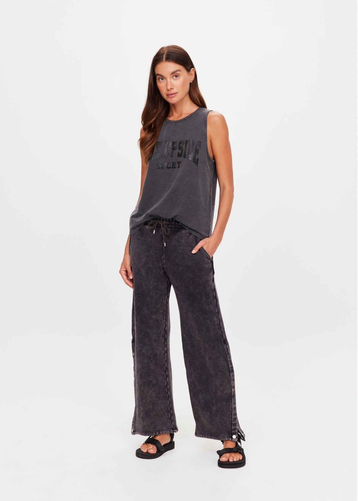 Cosmic Wide Leg Shana Pant - Washed Black