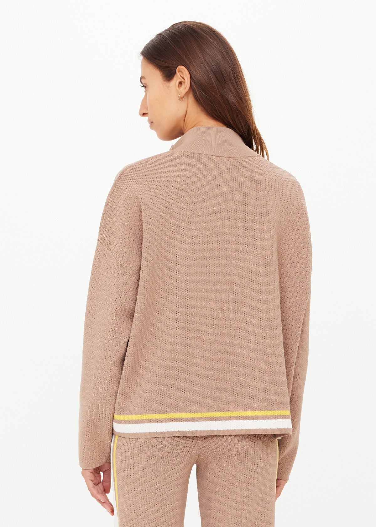 Veneto Carter Knit Zip Top - Mocha