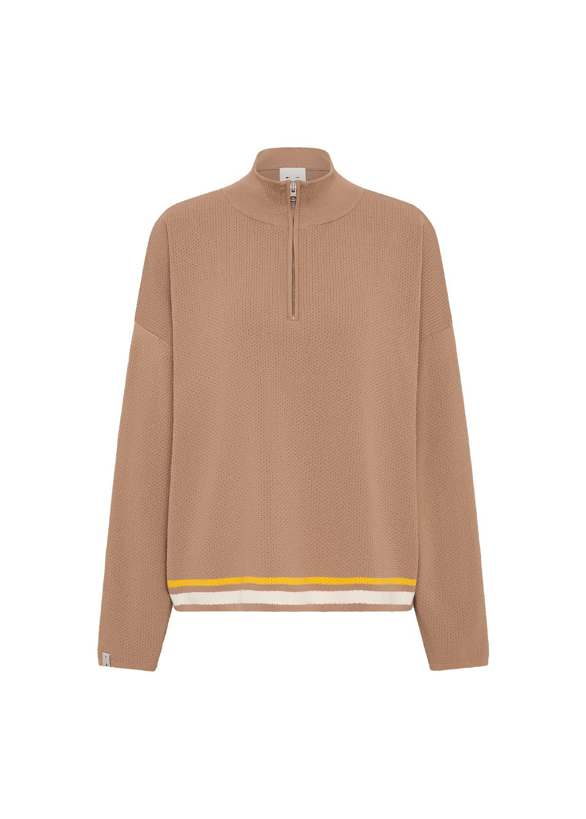 Veneto Carter Knit Zip Top - Mocha