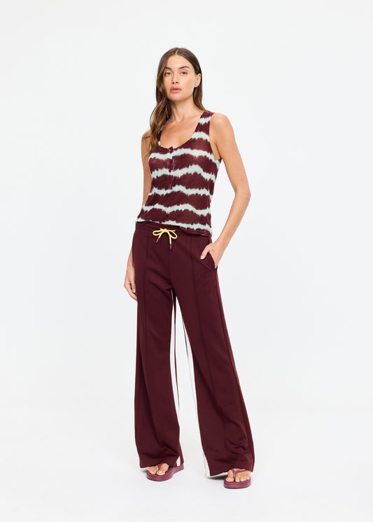 Marnie Panelled Wide Leg Pant - Maroon