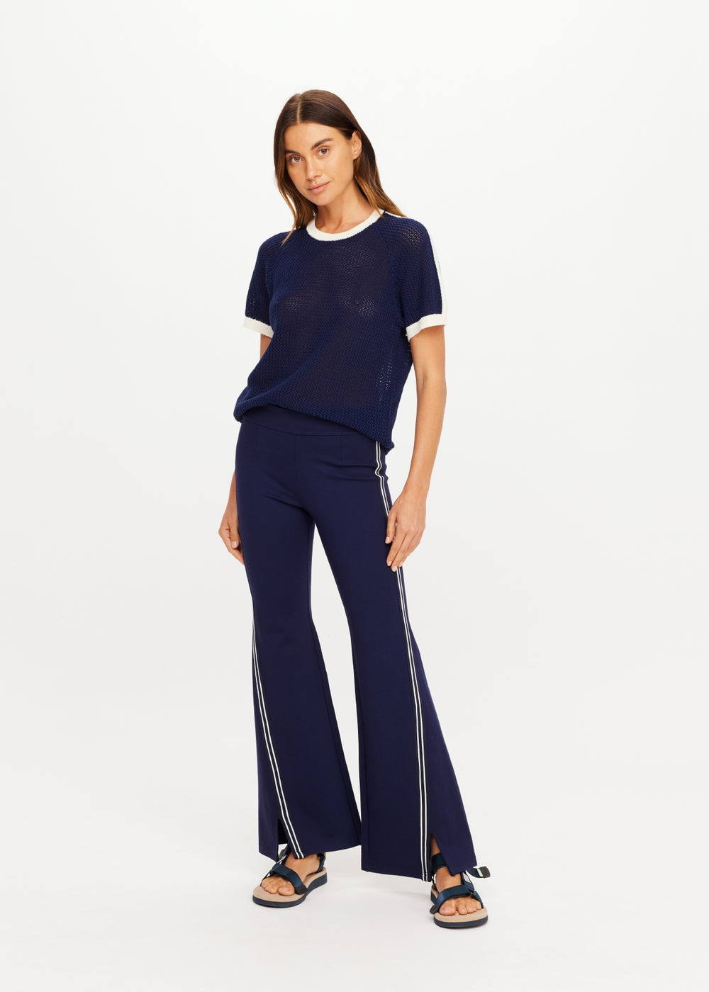 Joyela Panelled Wide Leg Pant - Navy