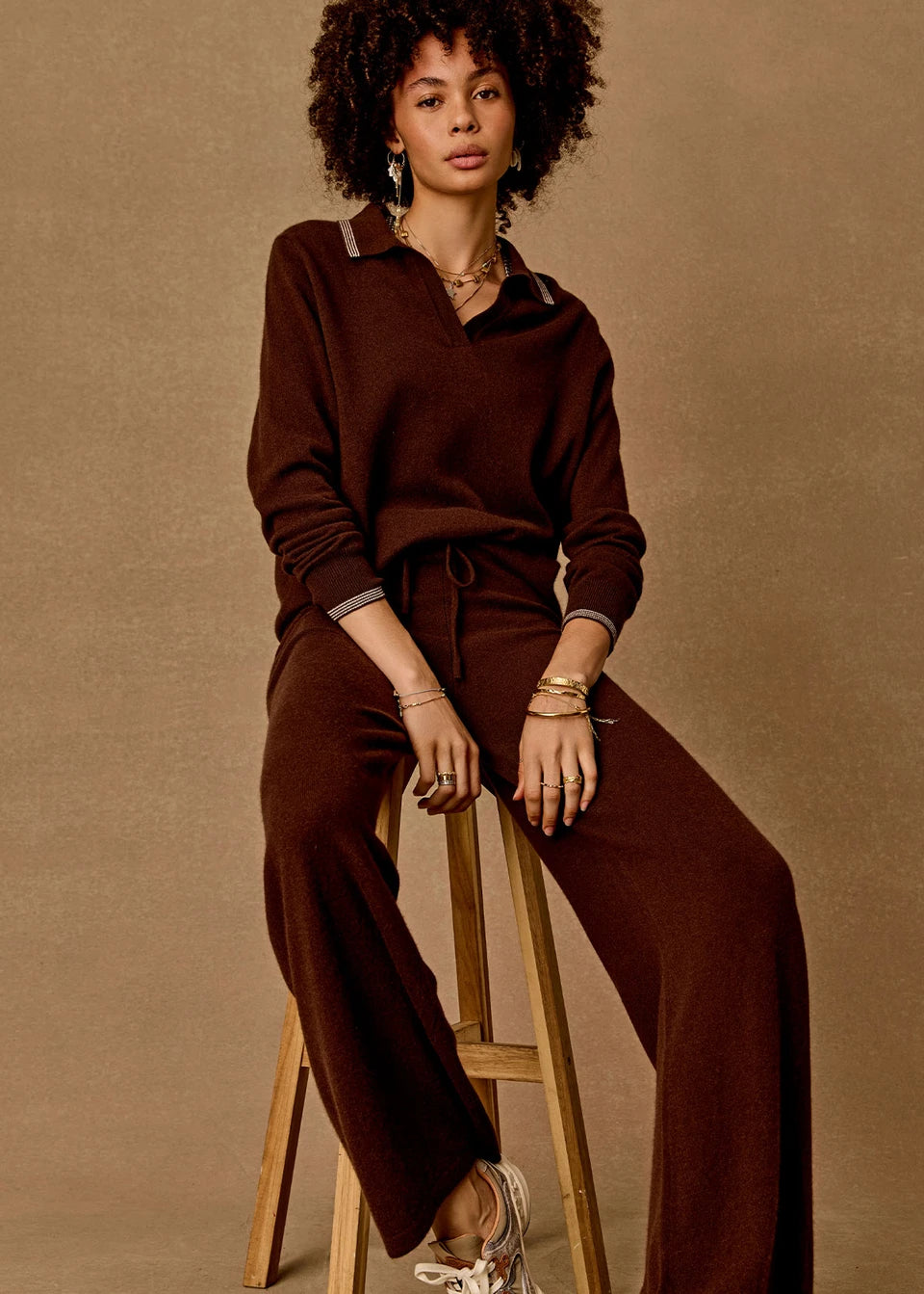 Coco Amelie Cashmere Knit Pant - Chocolate