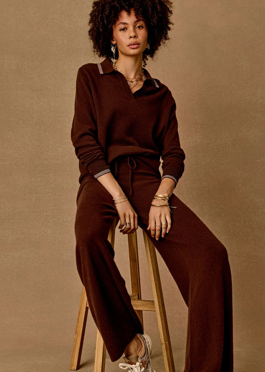 Coco Amelie Cashmere Knit Pant - Chocolate