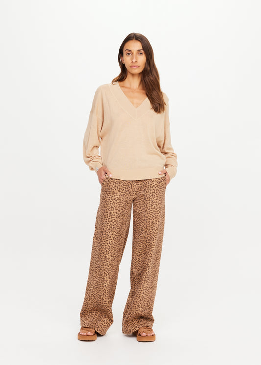 Bonita V Neck Knit - Natural