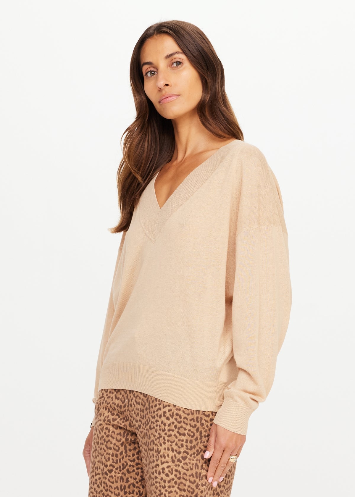 Bonita V Neck Knit - Natural