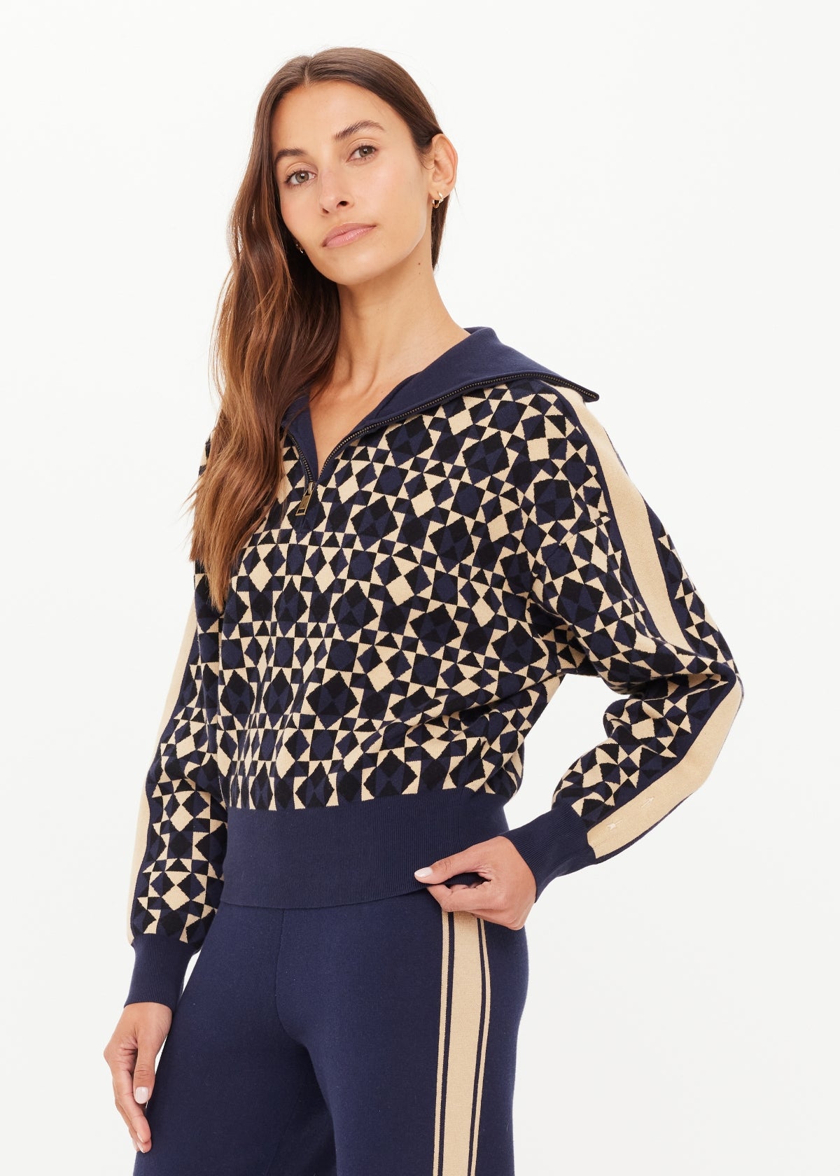 Cosmo Kairo Half Zip Knit - Geo