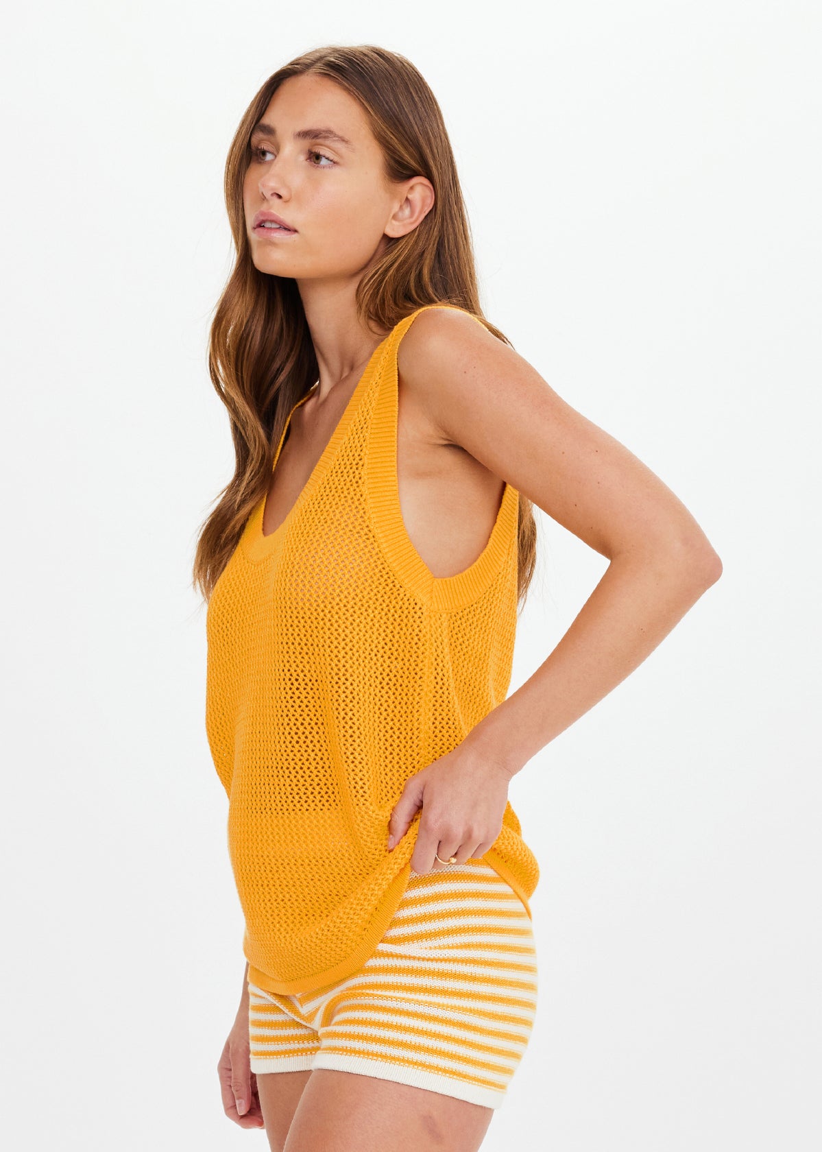 Daisy Aster Knit Shortie - Yellow