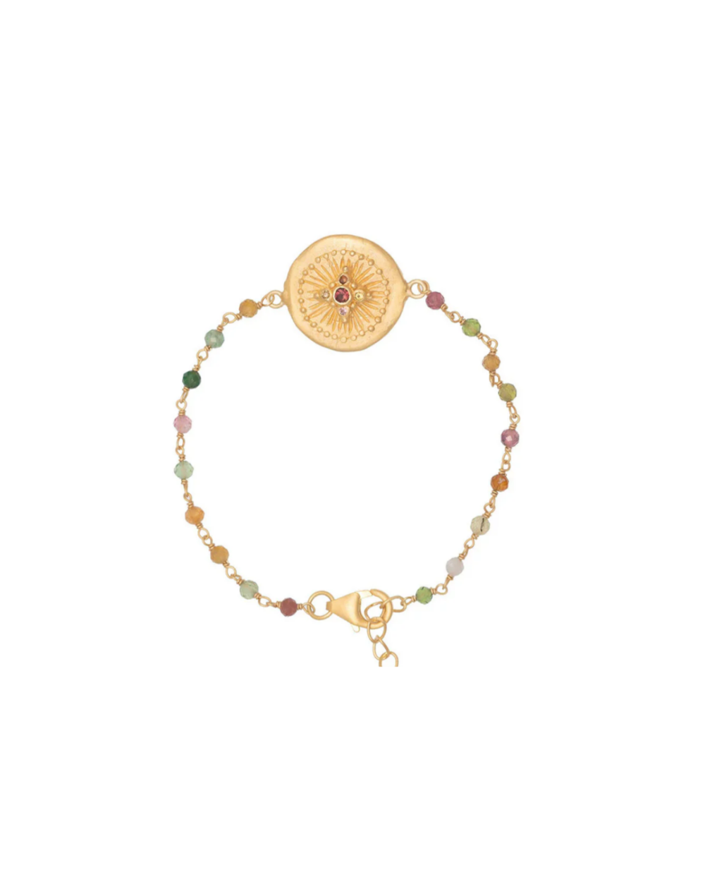 Haveli Multi Tourmaline Pendant Bracelet with Tourmaline Chain