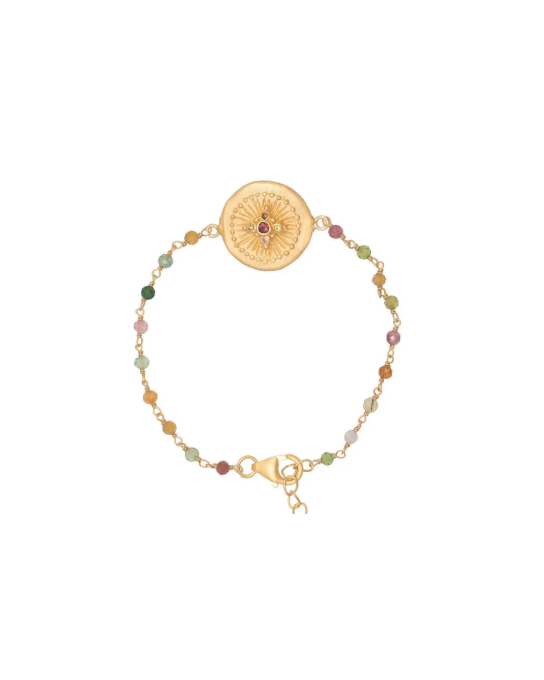 Haveli Multi Tourmaline Pendant Bracelet with Tourmaline Chain