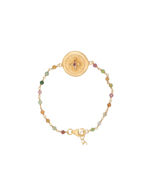 Haveli Multi Tourmaline Pendant Bracelet with Tourmaline Chain