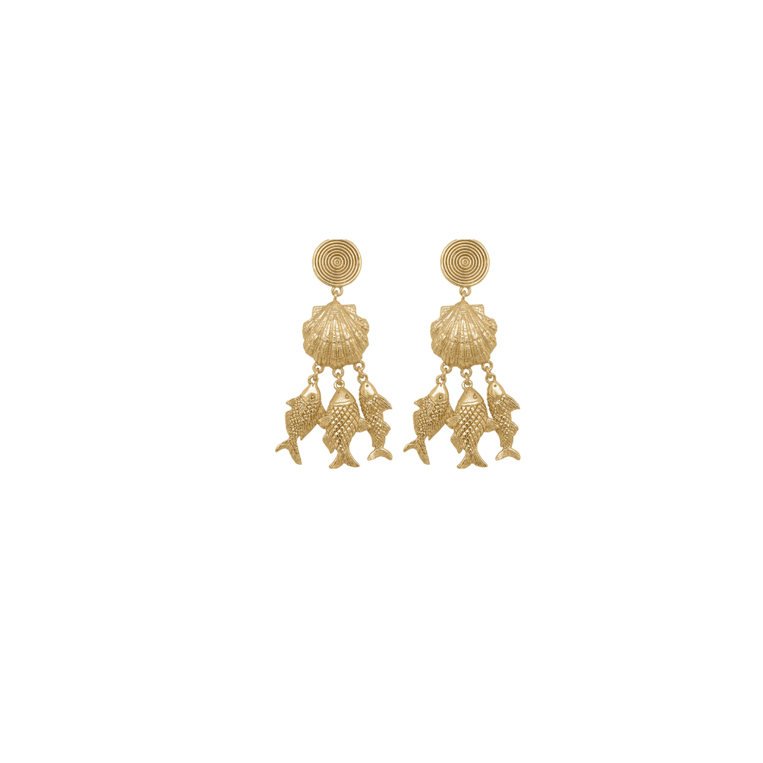 Bahamut Earrings - 18K Gold Plated