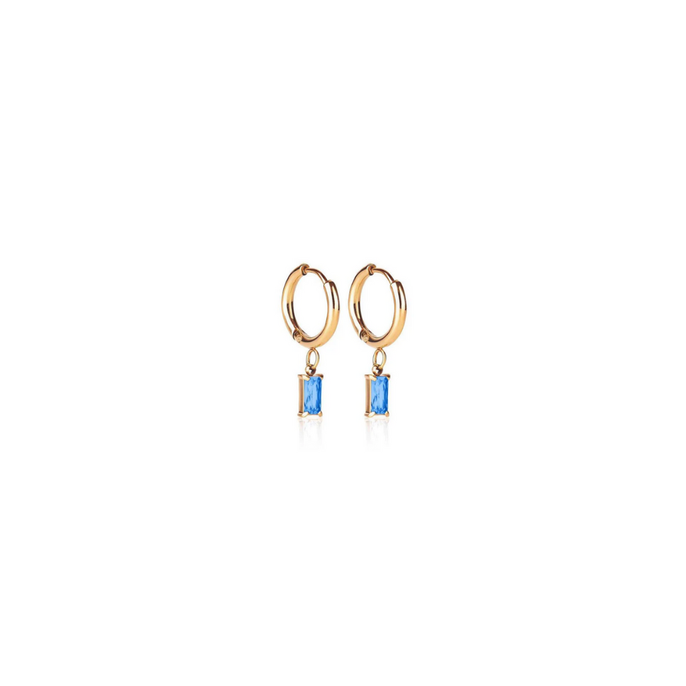 Luxe Drop Huggie Earrings - Sapphire