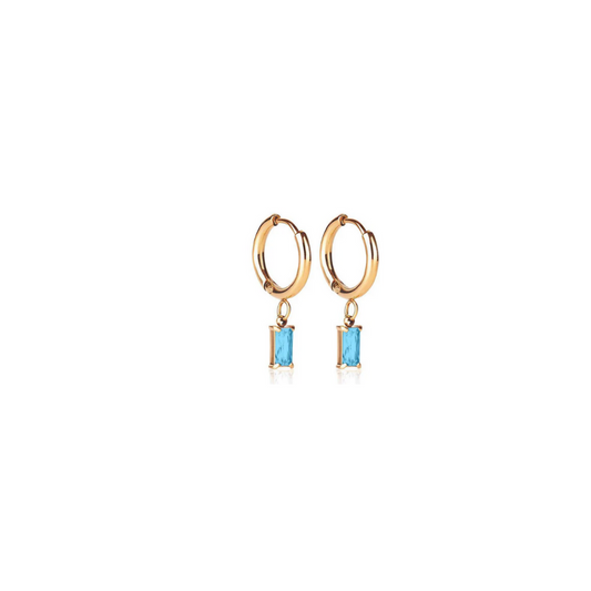 Luxe Drop Huggie Earrings - Aquamarine