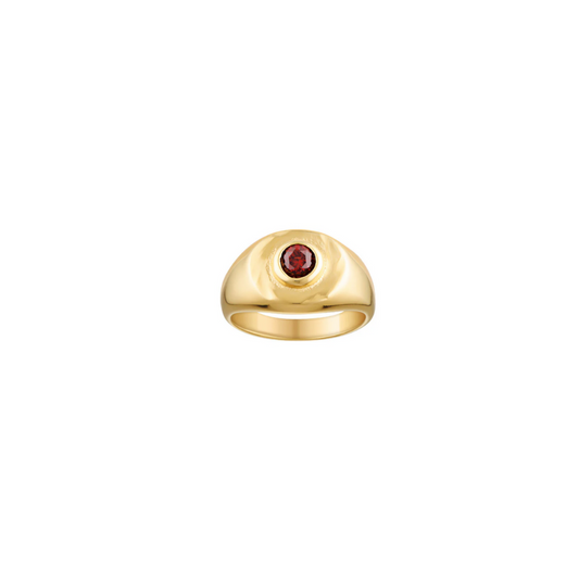 Heritage Signet Pinky Ring - Garnet