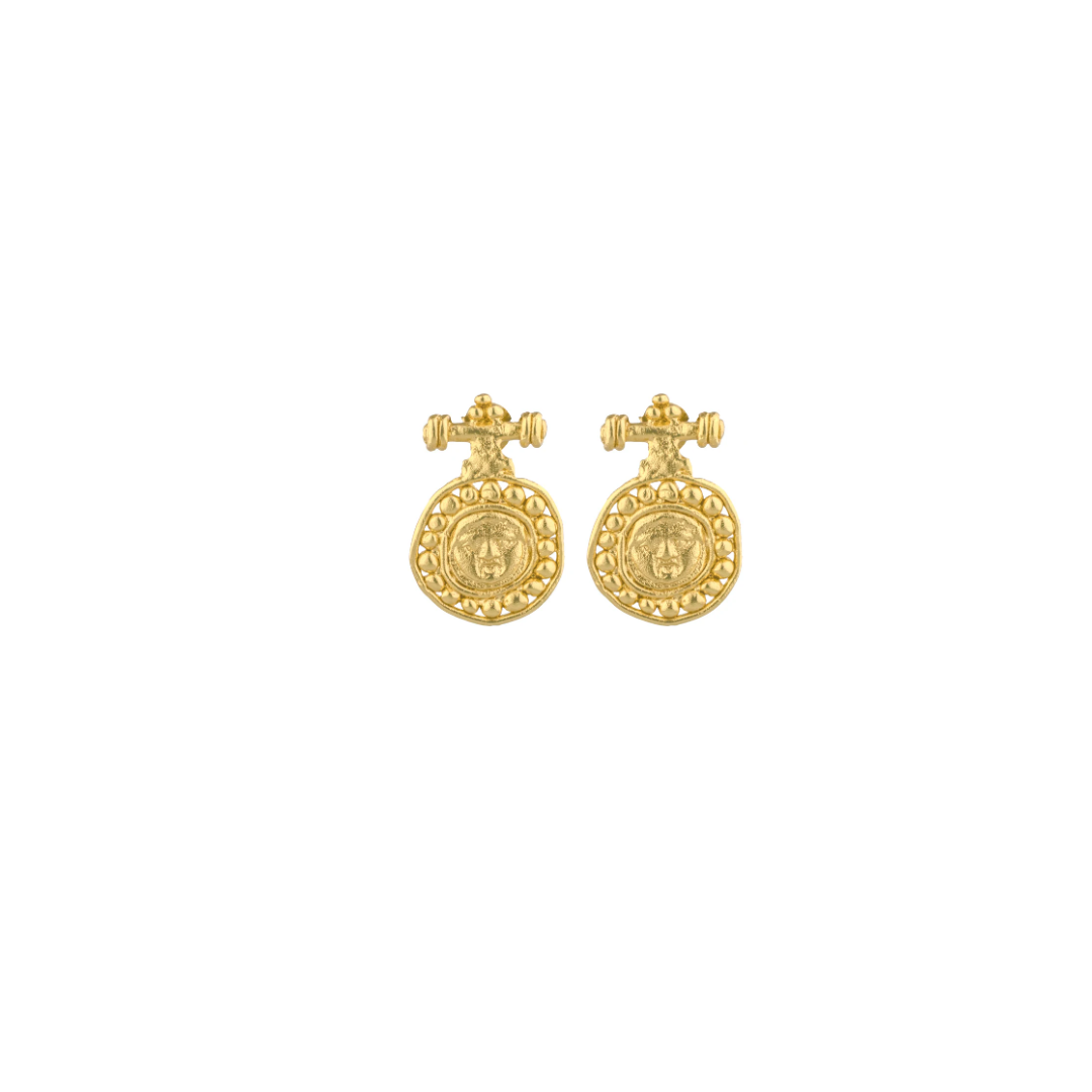 Gorgoneion Akritis Earrings - 18K Gold Plated