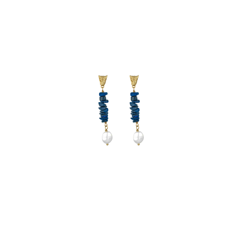 Dietrich Earrings in Lapis Lazuli - 18K Gold Plated