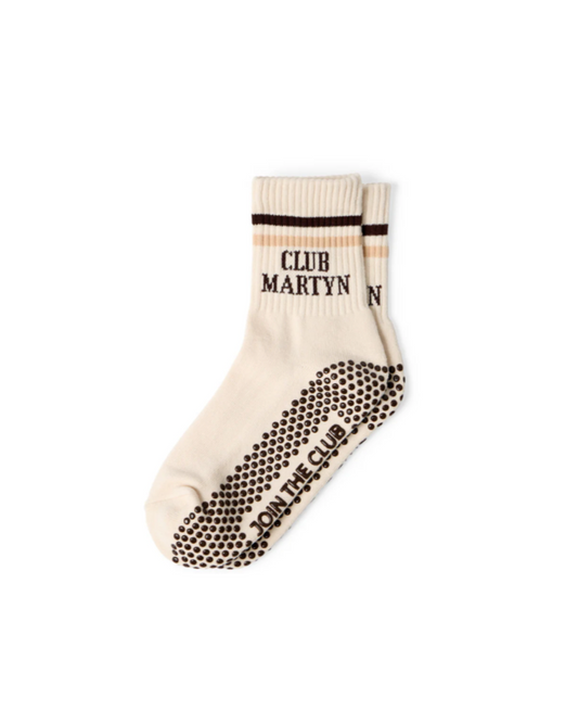Signature Crew Grip Sock - Beige Brown