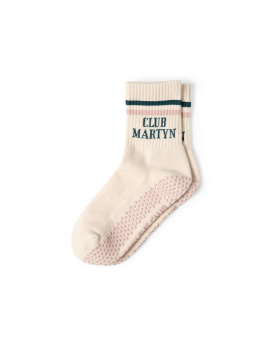 Signature Crew Grip Sock - Pink Green Stripe