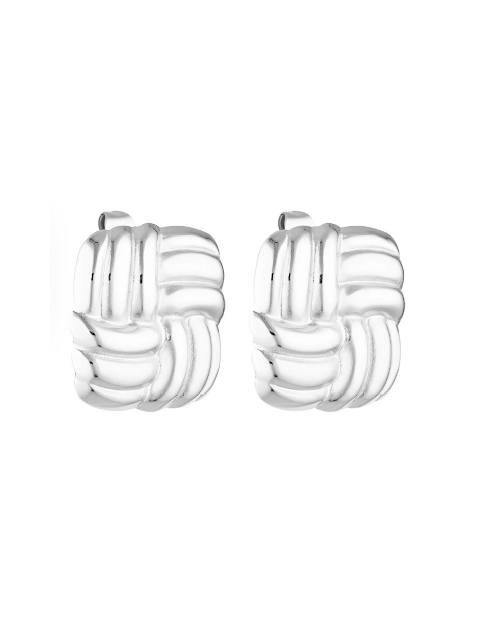 Baby Cushion Earrings - White Gold