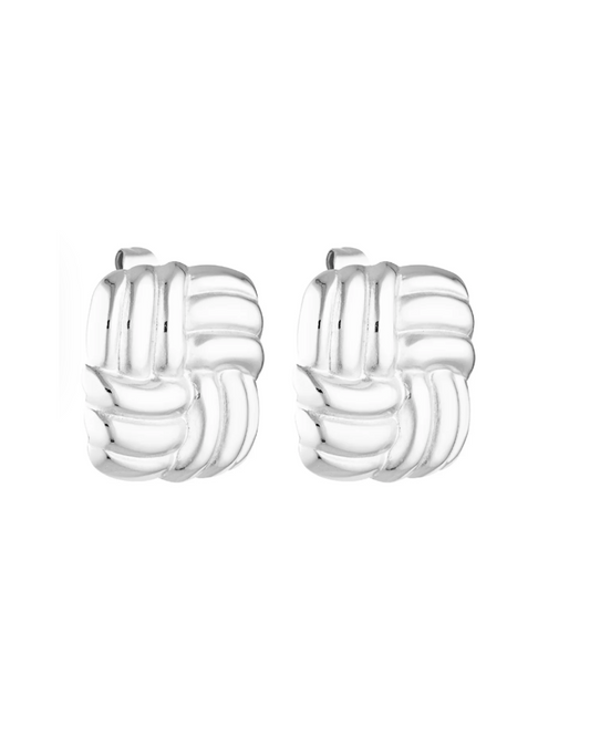 Baby Cushion Earrings - White Gold