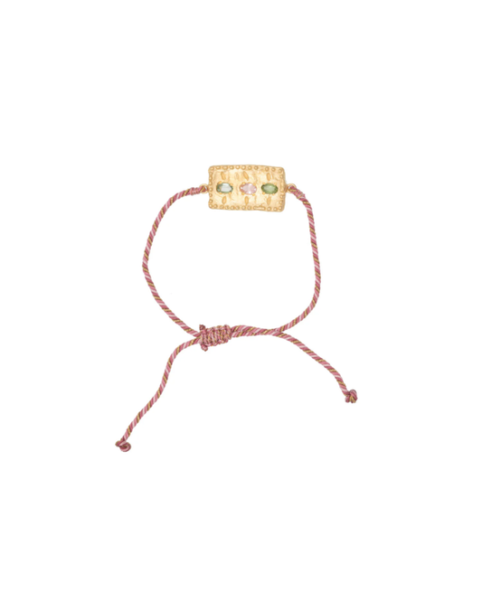 Amira bracelet with Multi Tourmaline on Pink Cord