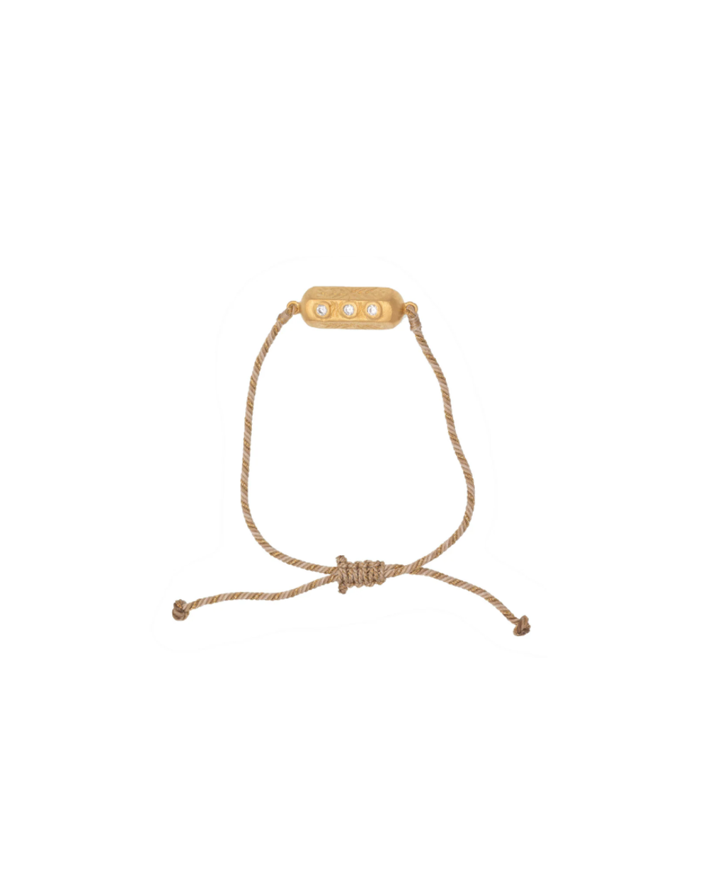 Brahma Cubic Zirconia Talisman Bracelet with Beige Cord