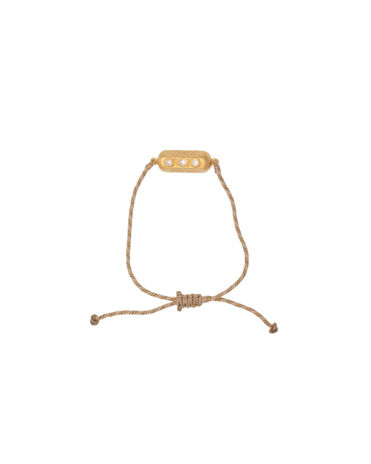 Brahma Cubic Zirconia Talisman Bracelet with Beige Cord