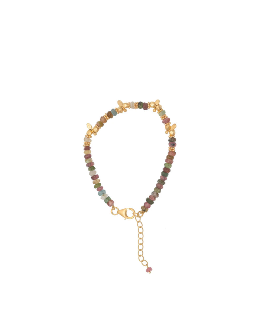 Saffron Multi Tourmaline and Gold Beaded Bracelet