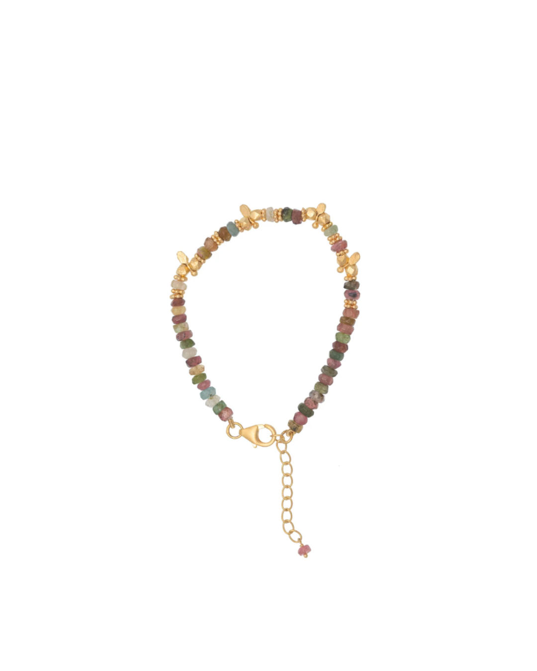 Saffron Multi Tourmaline and Gold Beaded Bracelet