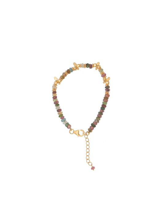 Saffron Multi Tourmaline and Gold Beaded Bracelet