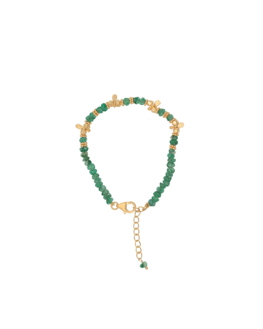Saffron Green Aventurine and Gold Beaded Bracelet