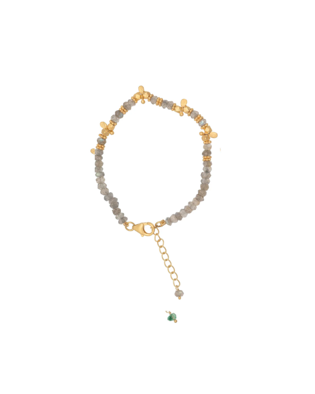 Saffron Labradorite and Gold Beaded Bracelet