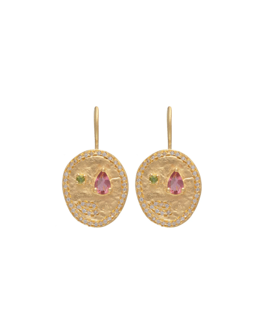 Alila Earrings with Pink and Green Tourmaline