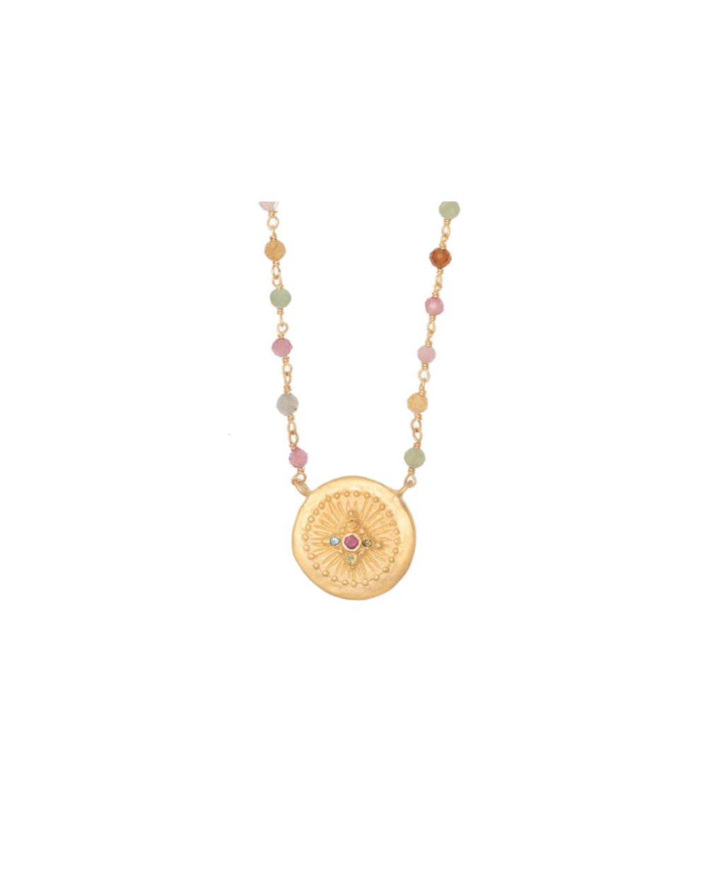 Haveli Multi Tourmaline Pendant with Tourmaline Chain