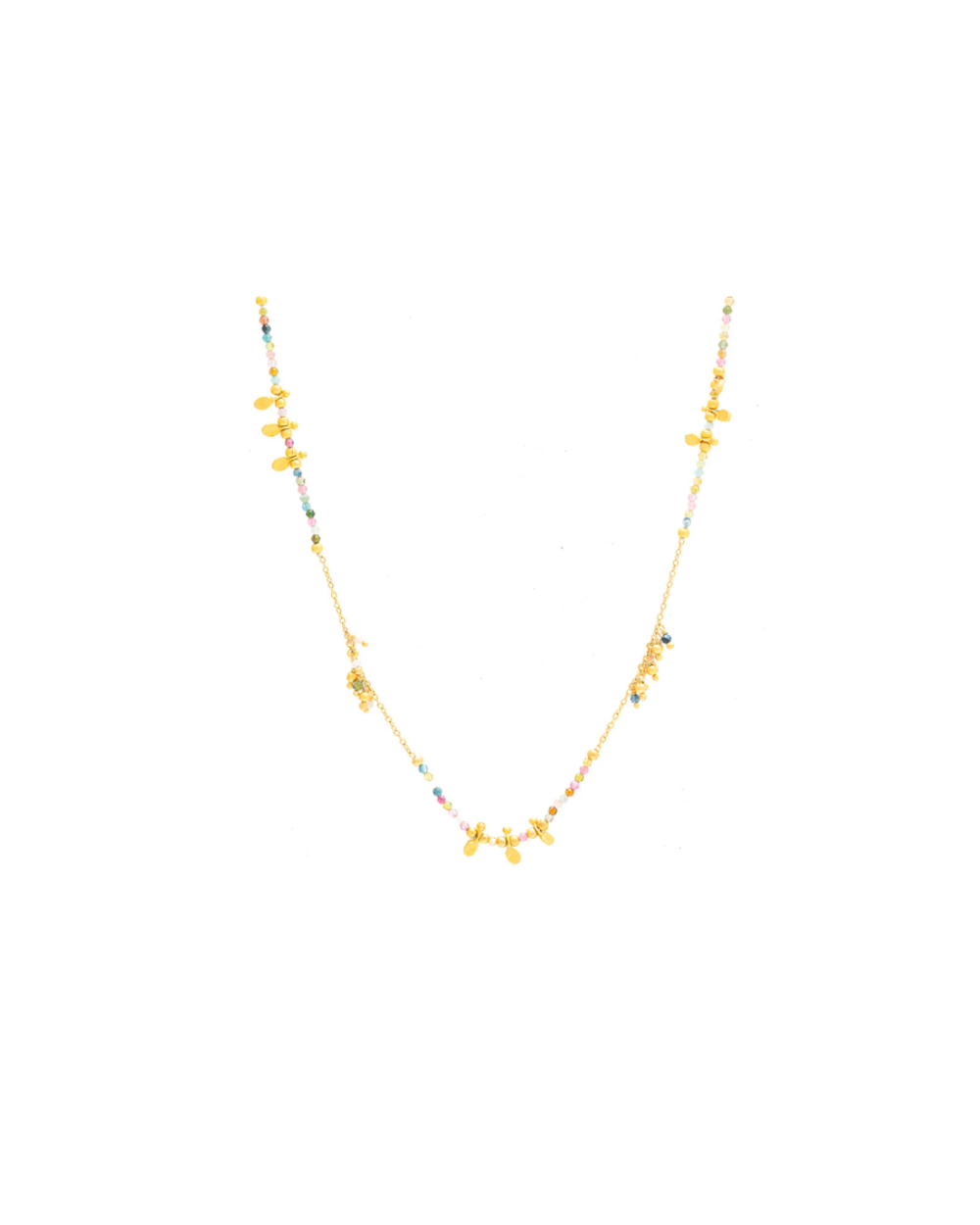 Rosemary Long Chain Necklace with Multi Tourmaline