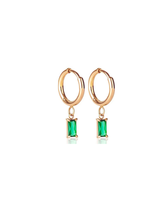 Luxe Gold Drop Earrings - Emerald