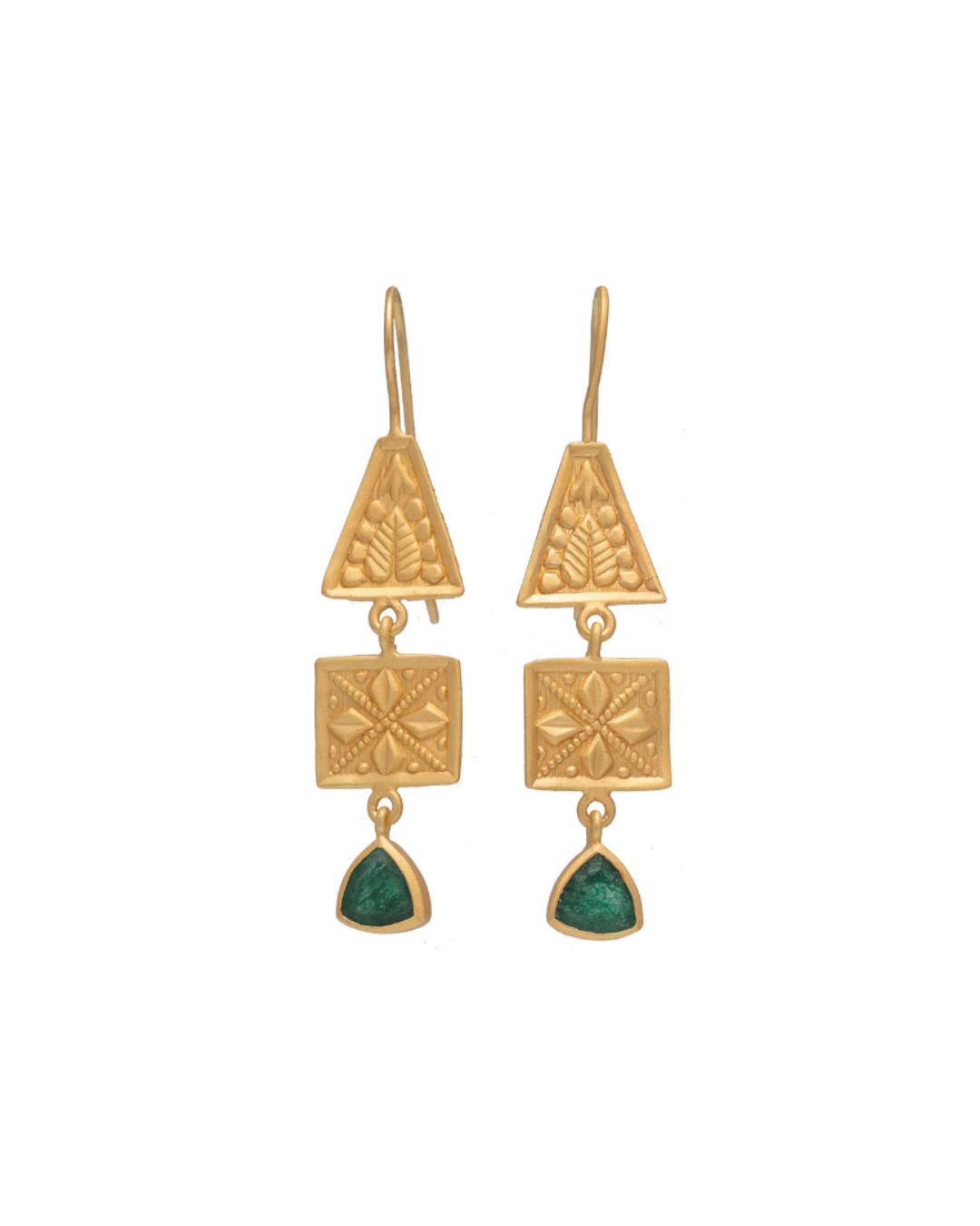 Green Aventurine Henna Earrings