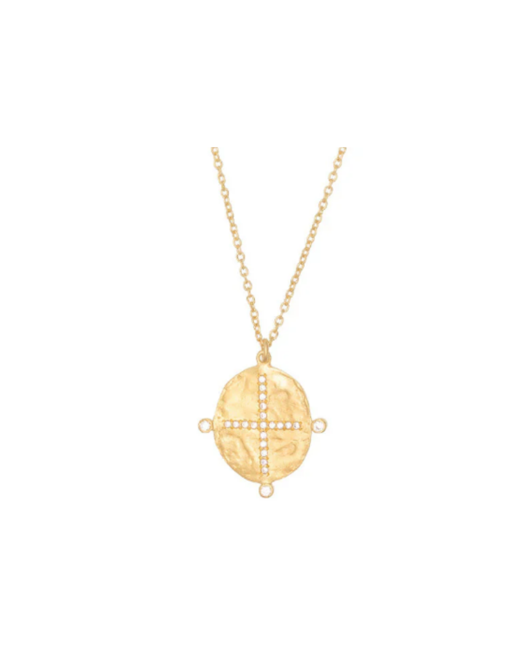 Gold Plate Cubic Zirconia Cross Necklace